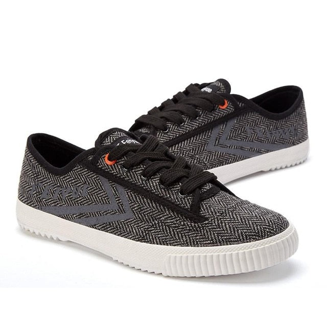 Herringbone Feiyue in Dark Grey / Black - One size only